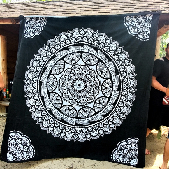 Black and White Mandala Bold Huge Tapestry - Picture 2 of 5